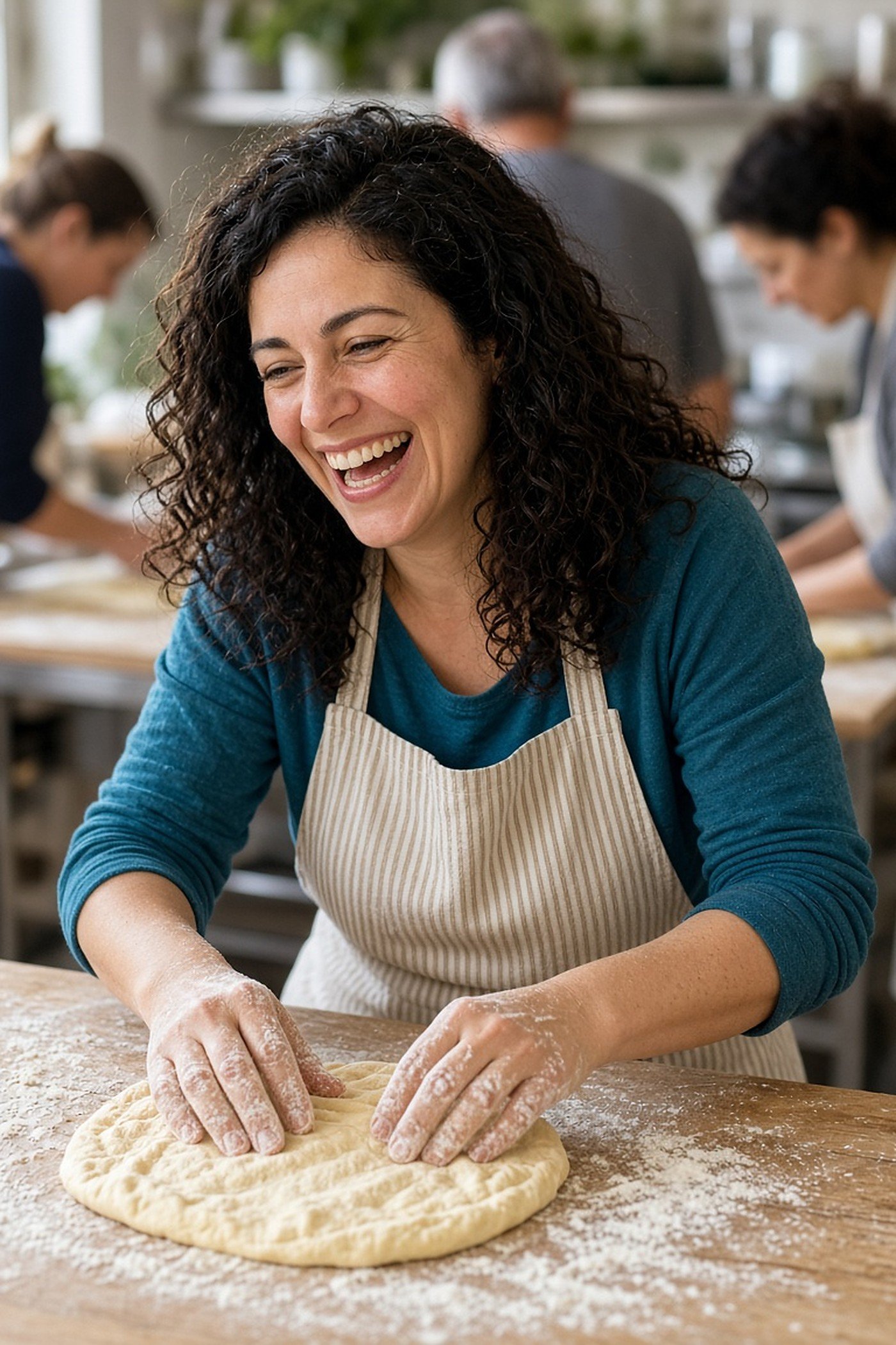 Woman in her 30s enjoying a cooking class experience gift